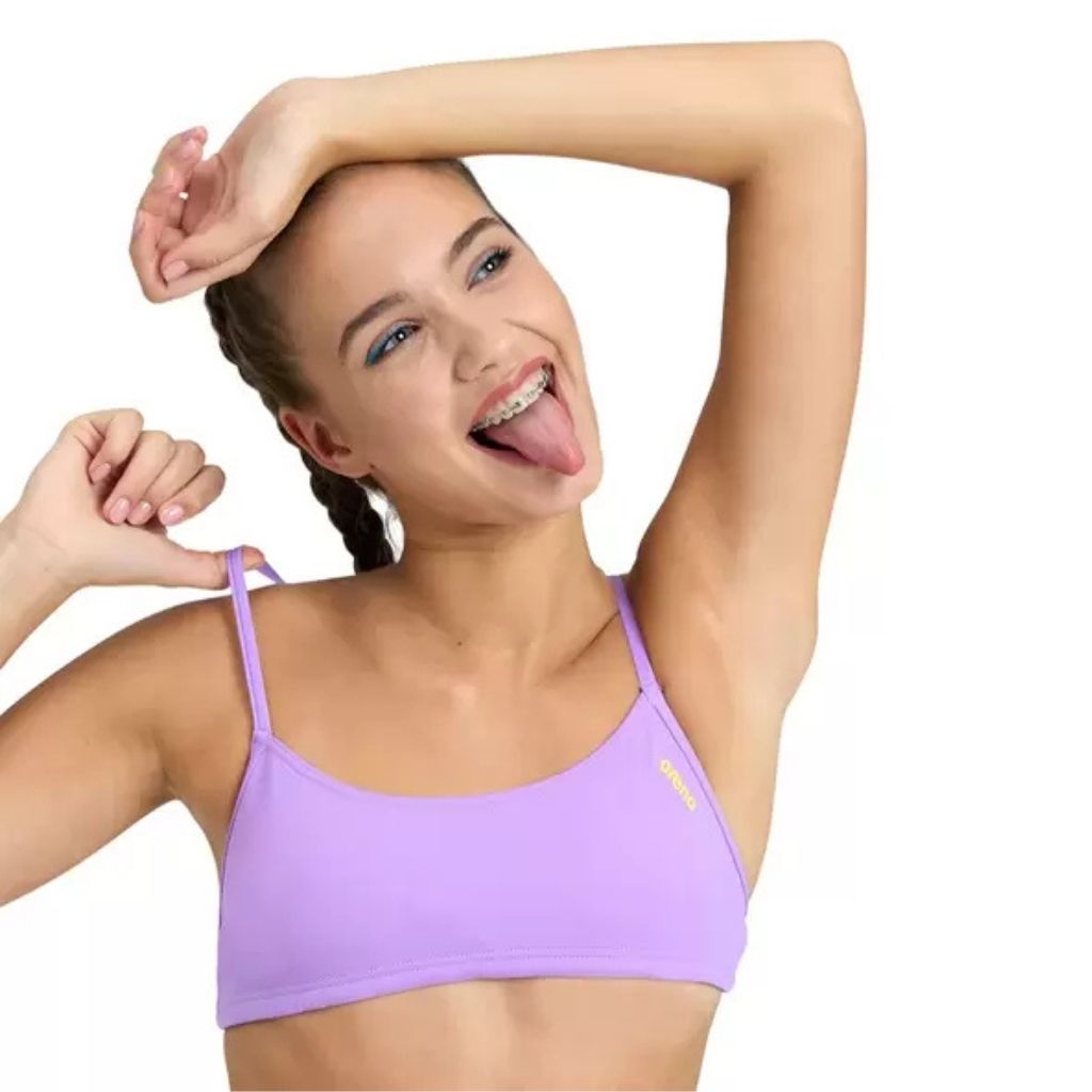 Arena Bandeau Bikini Top Lavanda Yellow Fluo