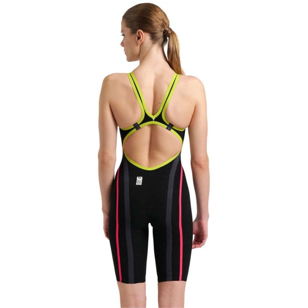 Arena Women&#39;s Carbon Core FX Open Back Kneeskin Black Fluo Yellow