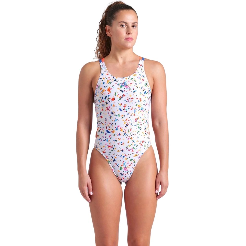 Arena Women's Confetti Swim Tech White Multi Swimsuit