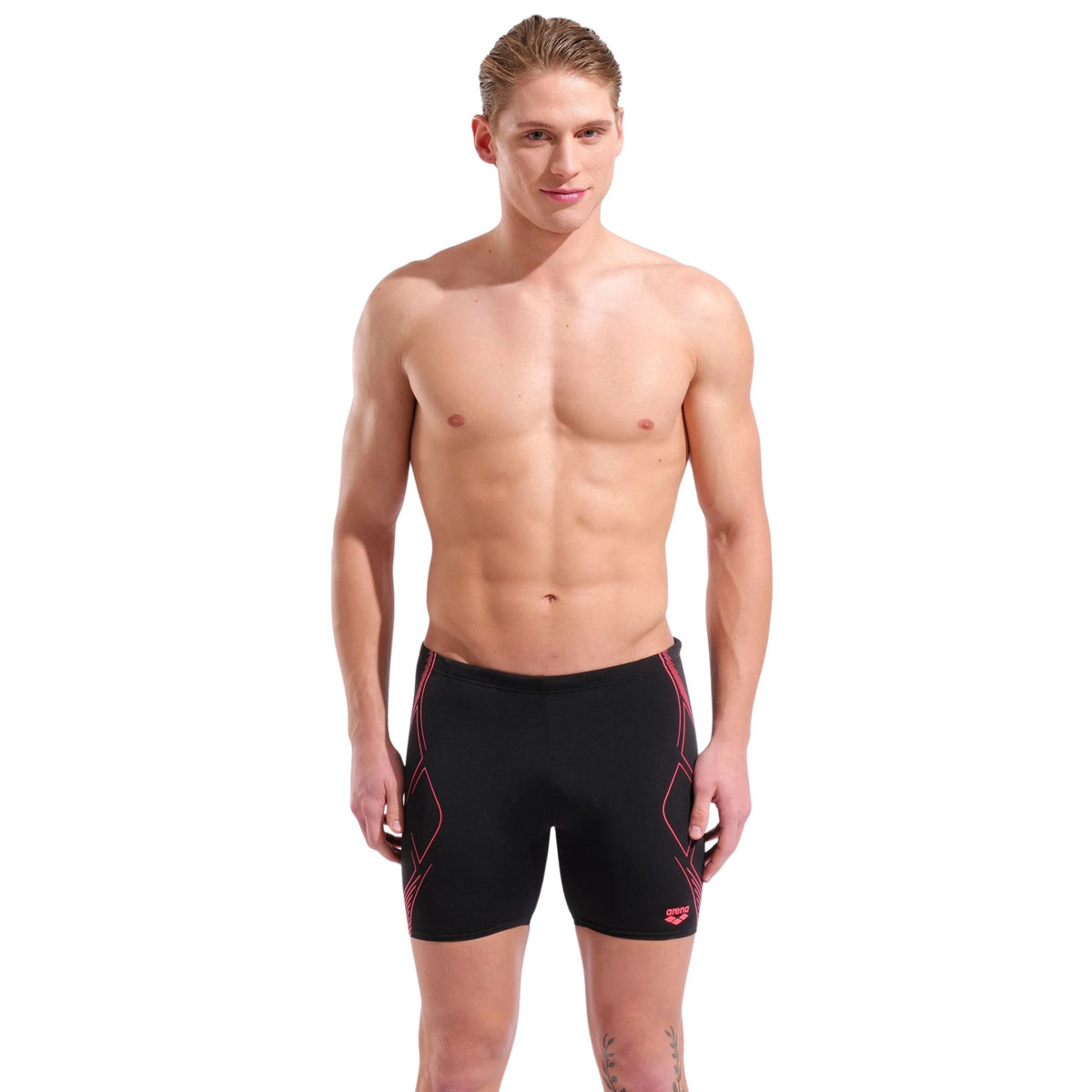 Arena Graphic Mid Jammer Black Bright Coral