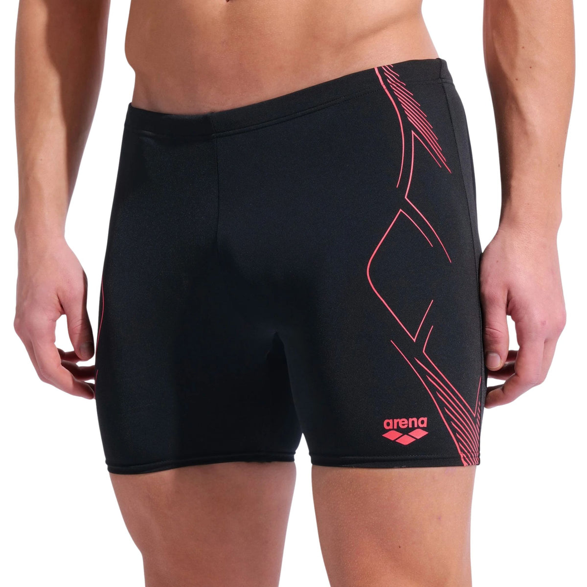 Arena Graphic Mid Jammer Black Bright Coral