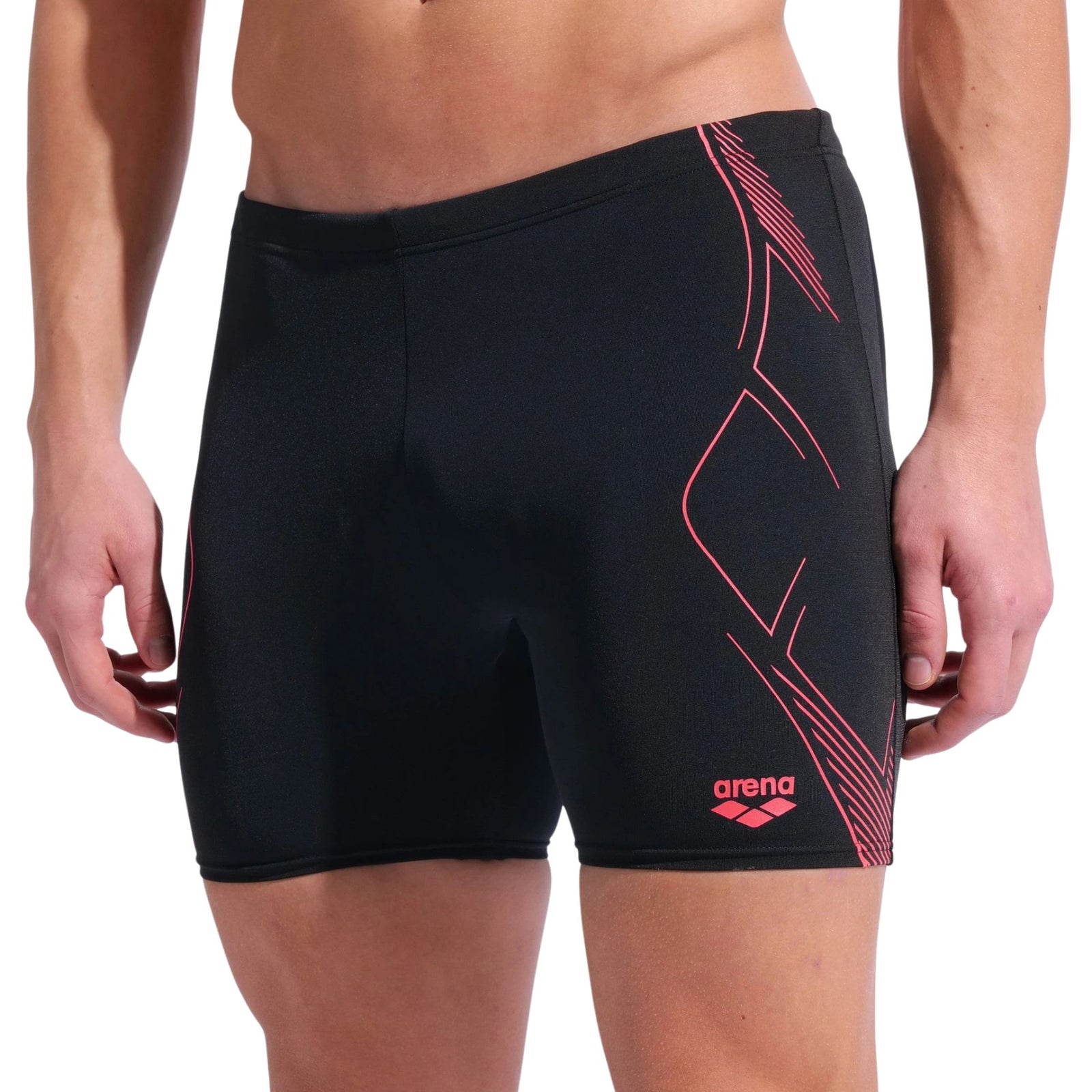 Arena Graphic Mid Jammer Black Bright Coral