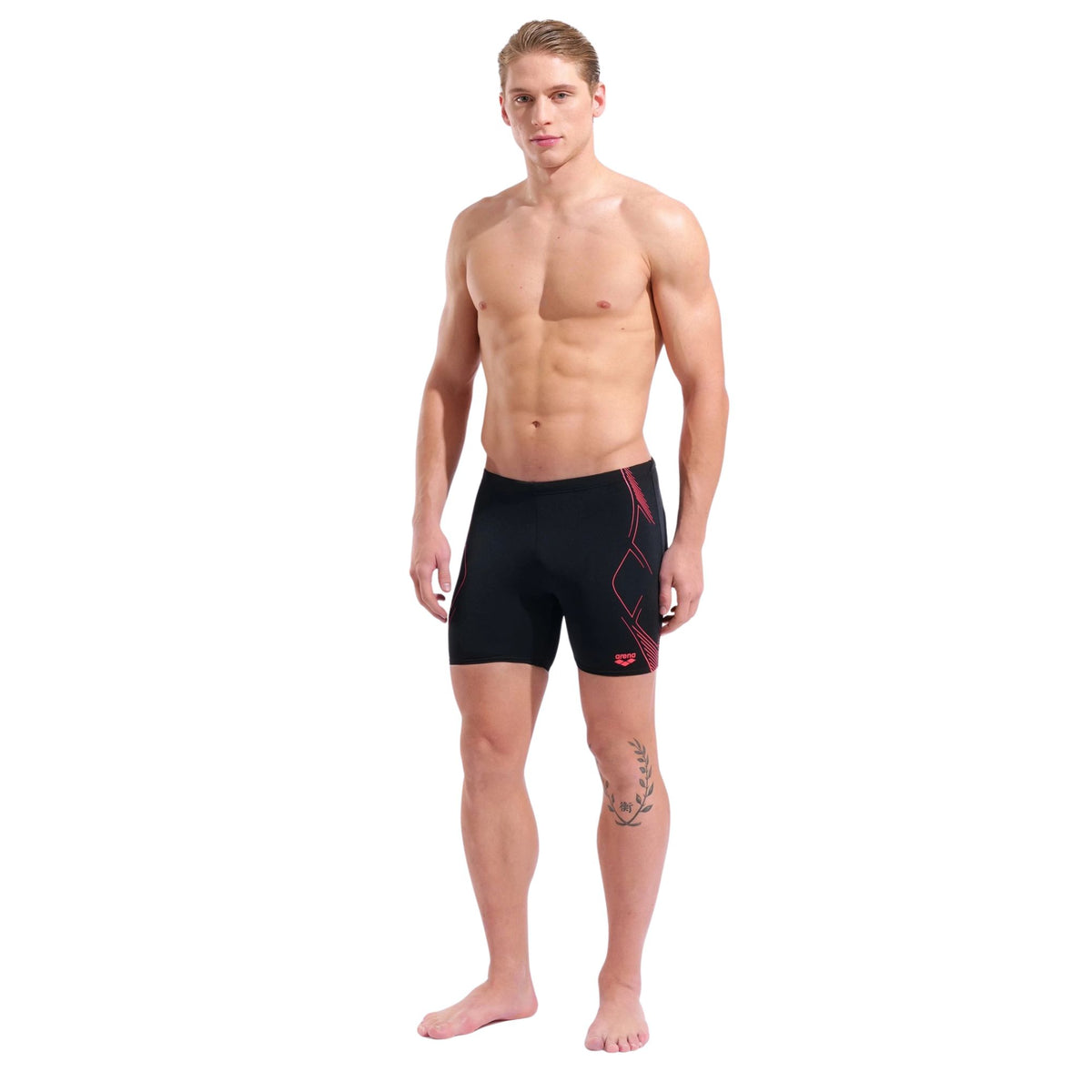 Arena Graphic Mid Jammer Black Bright Coral
