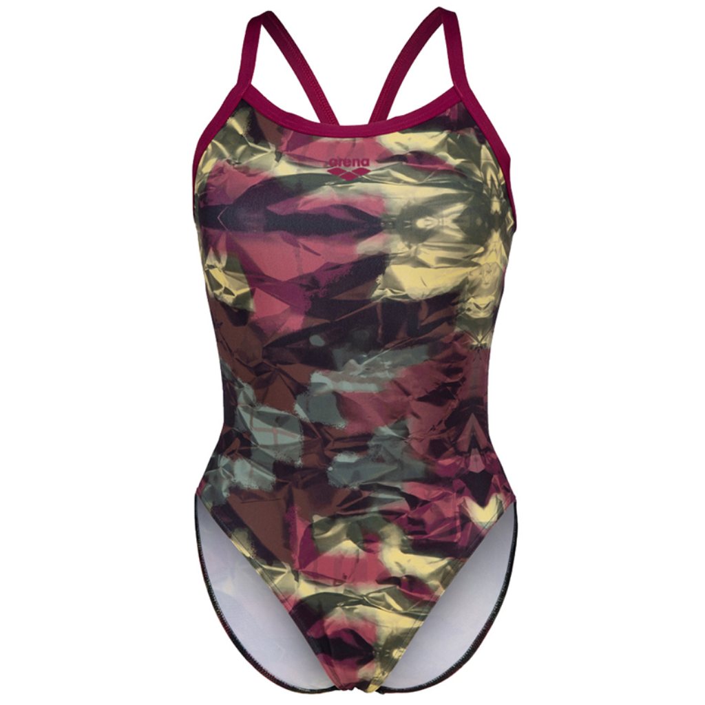 Arena Women&#39;s Hero Camo Challenge Back One Piece Swimsuit Swimwear - Red Fandango