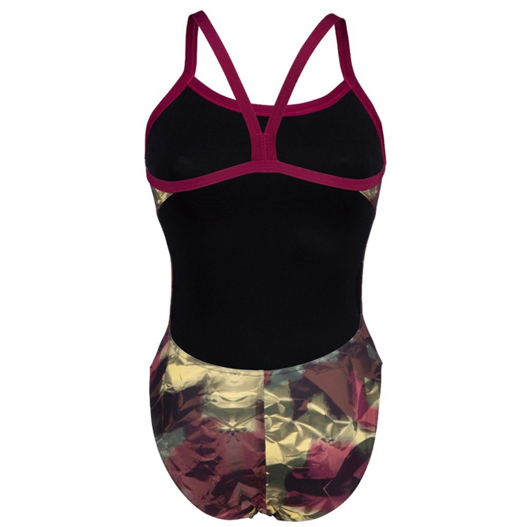 Arena Women&#39;s Hero Camo Challenge Back One Piece Swimsuit Swimwear - Red Fandango