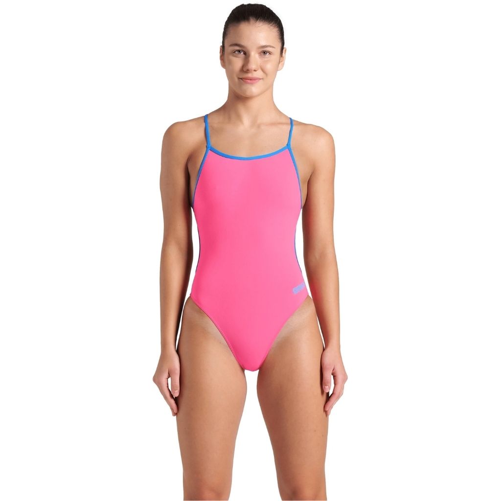 Arena Women's Lace Back Solid Shocking Pink Blue River 004651 908