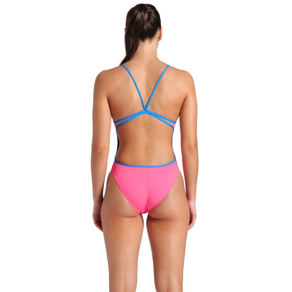 Arena Women's Lace Back Solid Shocking Pink Blue River 004651 908