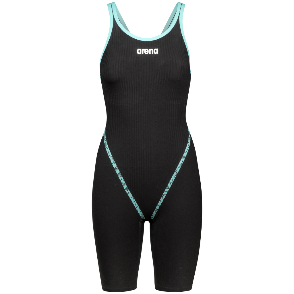 Arena Primo Openback Kneeskin Black Teal - Team Aquatic Supplies Arena Primo Openback Kneeskin Black Teal - Team Aquatic Supplies