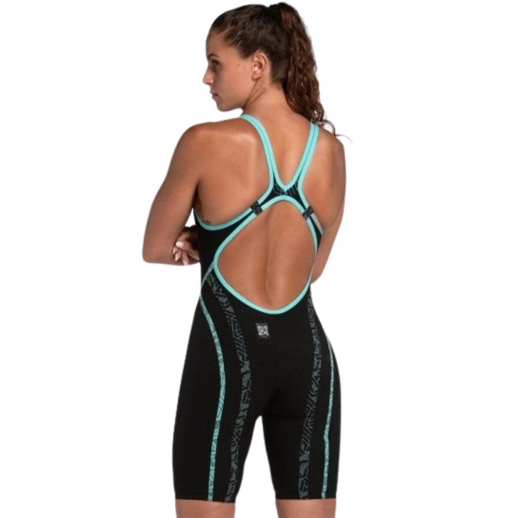 Arena Primo Openback Kneeskin Black Teal - Team Aquatic Supplies Arena Primo Openback Kneeskin Black Teal - Team Aquatic Supplies