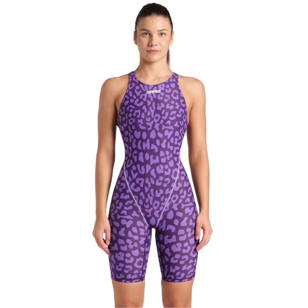 Arena Women&#39;s ST Next Open Back  Kneeskin Leopard Skin Violet