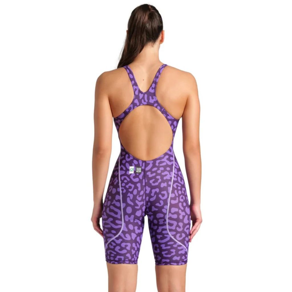 Arena Women&#39;s ST Next Open Back  Kneeskin Leopard Skin Violet