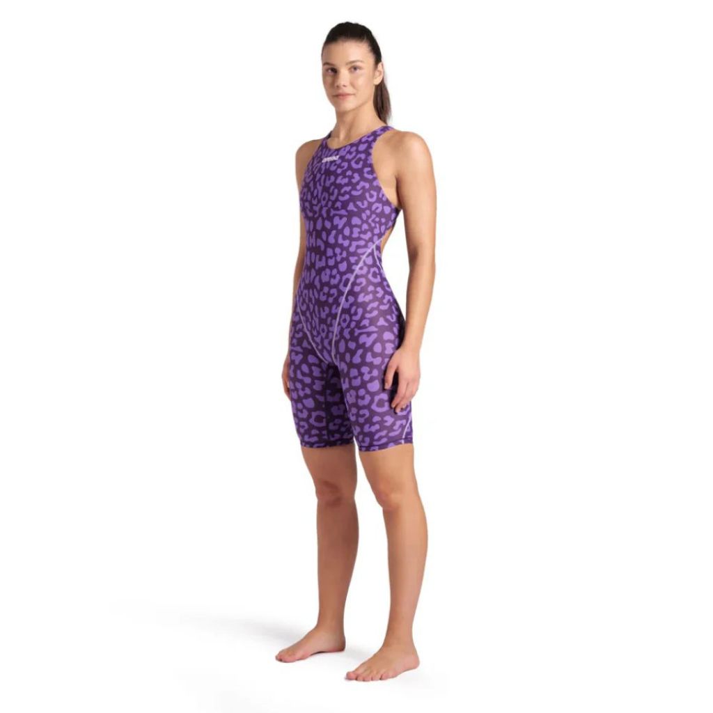 Arena Women&#39;s ST Next Open Back  Kneeskin Leopard Skin Violet