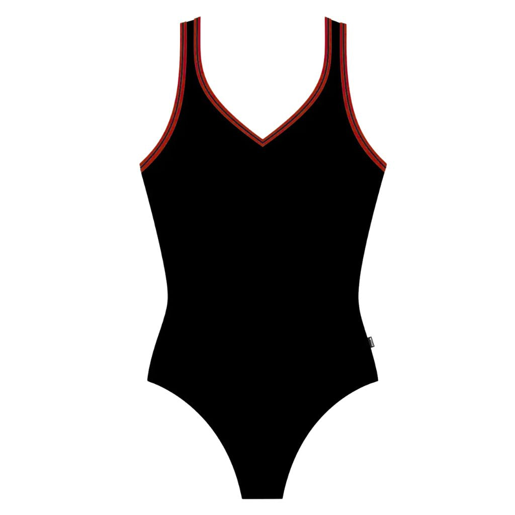 Finz V Neck V Back Black Red