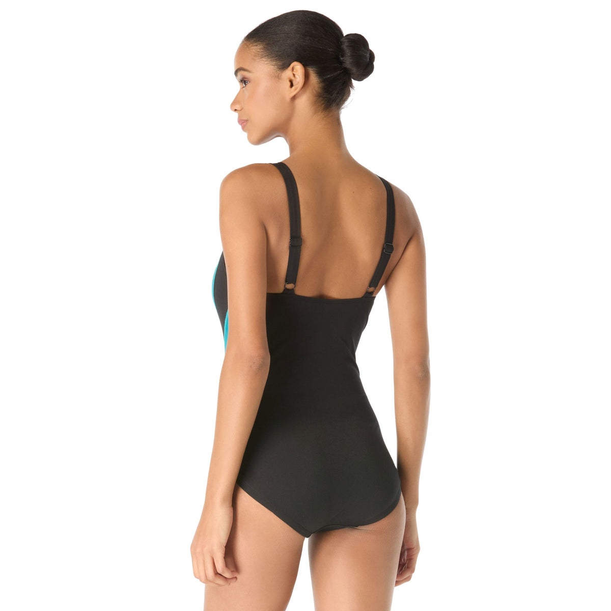 Gabar Plus Size Scoop Neck Splice Teal
