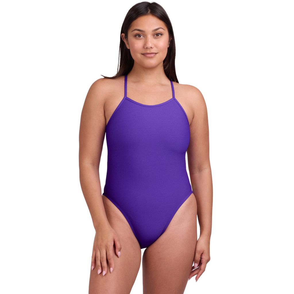 Jolyn Women's Gavin 2 Swimsuit Onesie Purple with Contrast