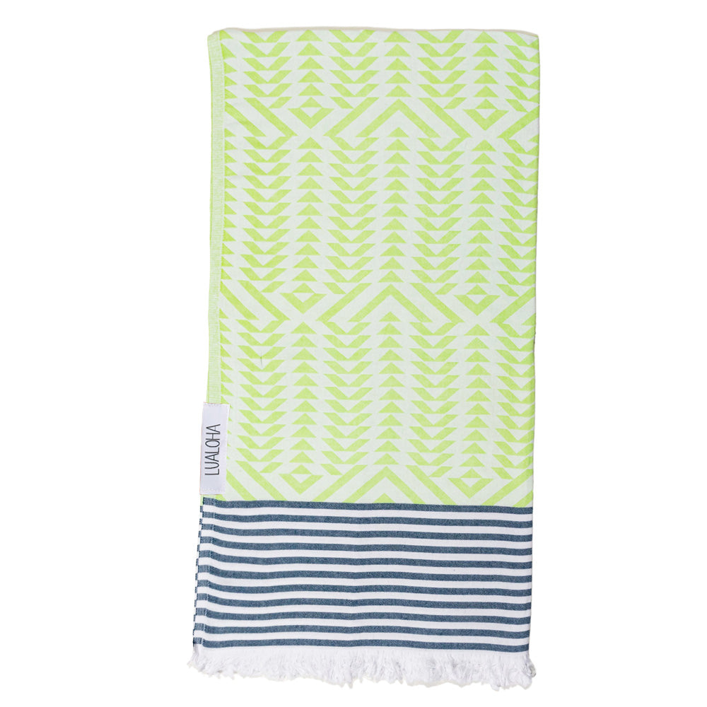 Lualoha Luxury Vibe Towel - Lime & Navy
