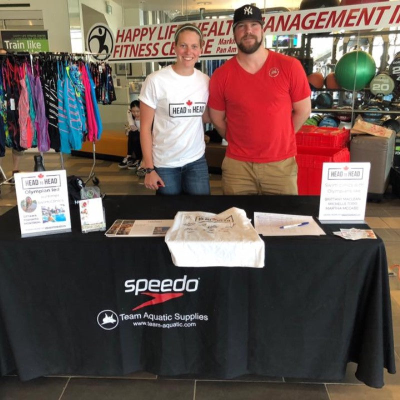 Martha McCabe Head to Head founder and Olympian with Team Aquatic Supplies Ontario Sales Rep