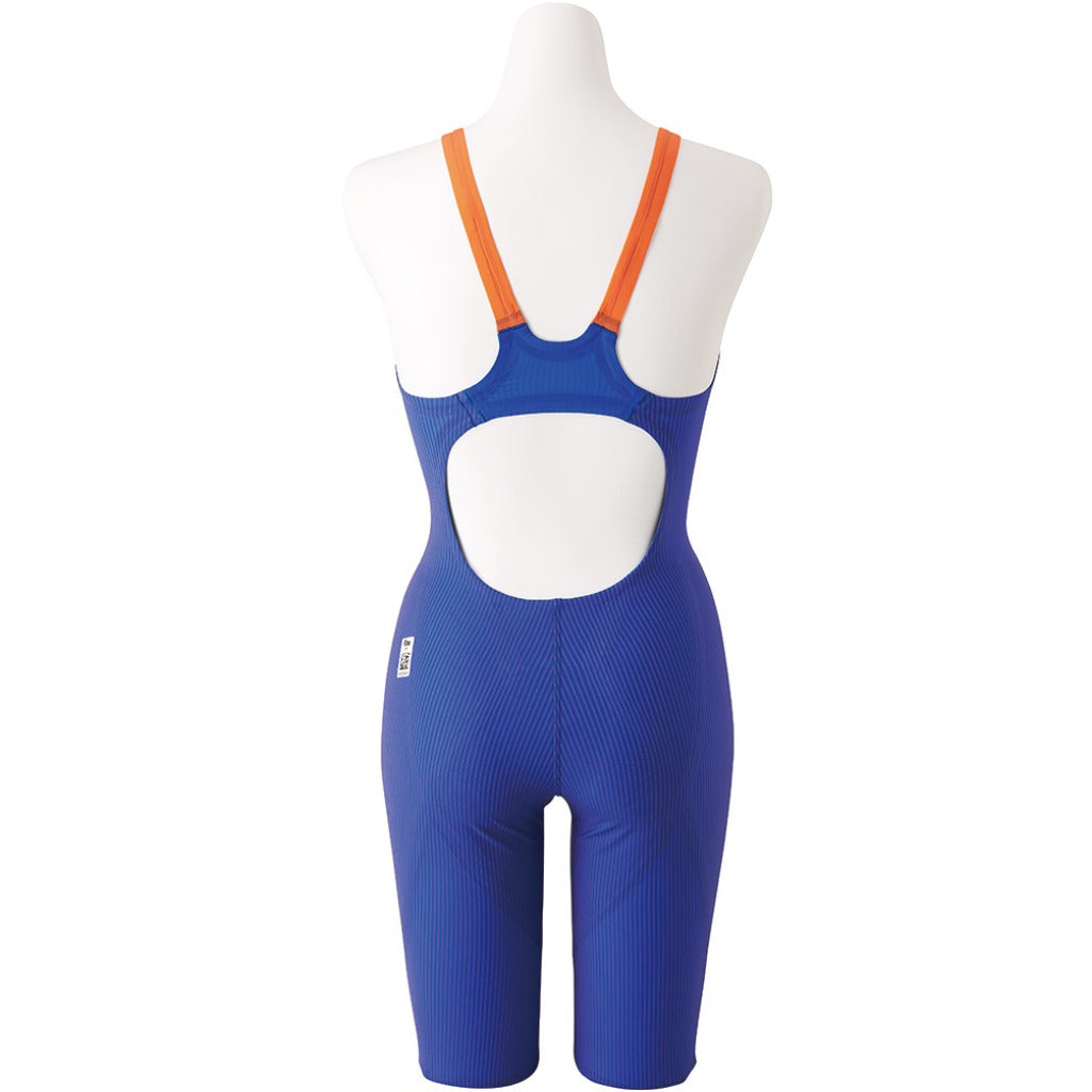 Mizuno Women&#39;s GX-Sonic IV MR Multi Racer Competitive Tech Racing Kneeskin Swim Suit Blue Orange