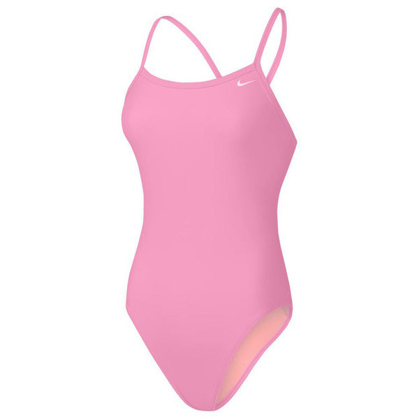 Fithut Nike Swimming zip front bikini top in pink and black