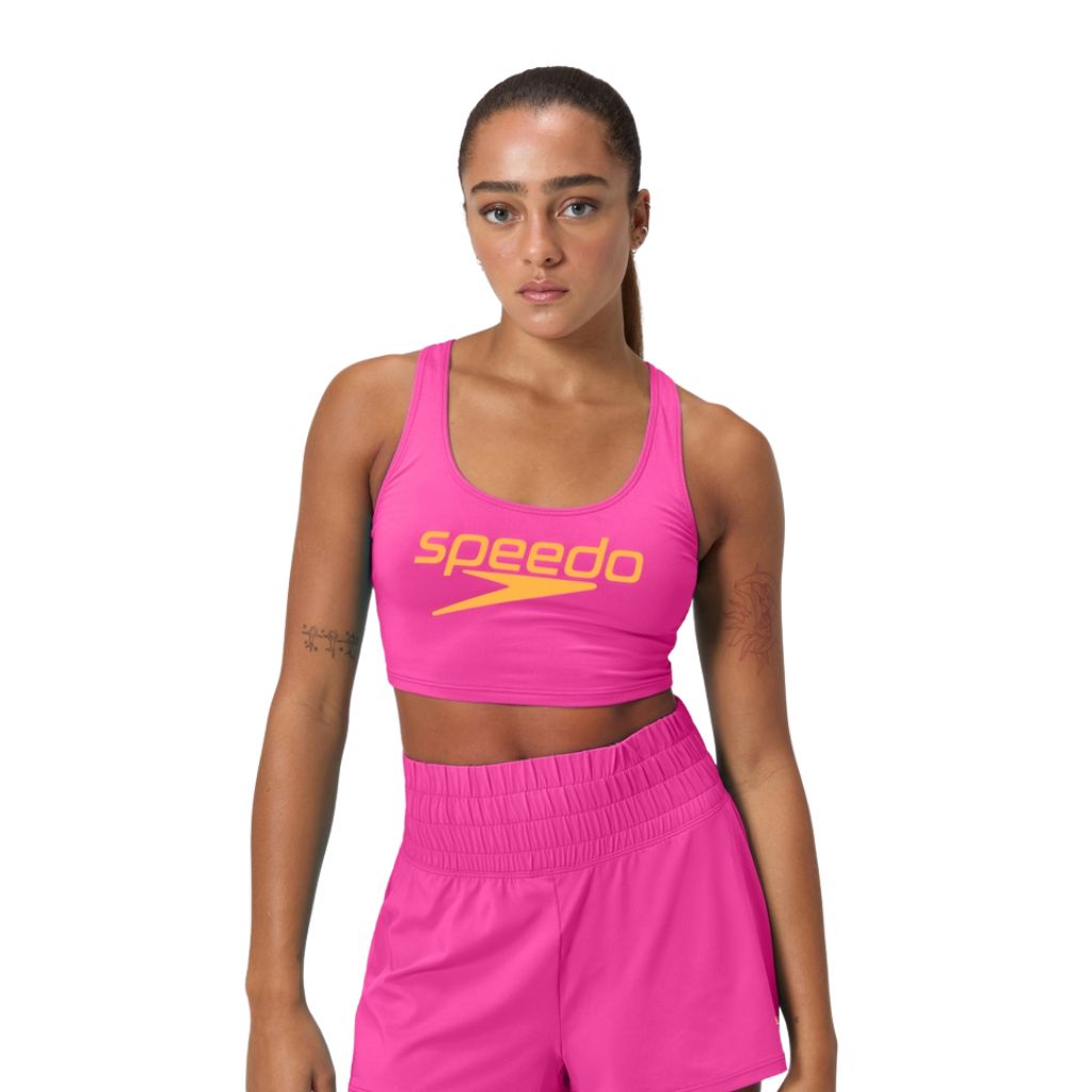Speedo Solid Logo Crop Top Pink