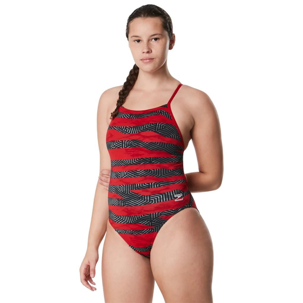 Speedo Contort Stripes Crossback Red