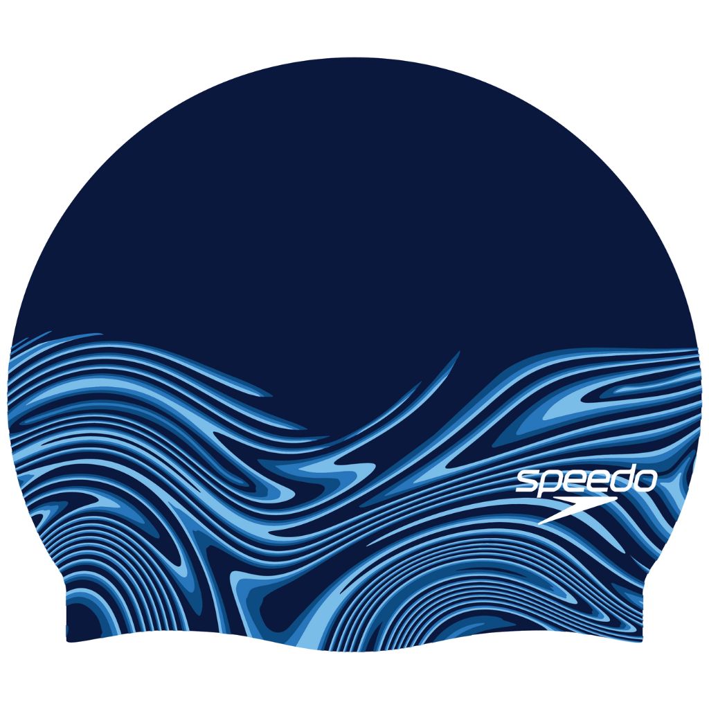 Speedo Elastomeric Printed Cap Peacoat Riptide Blur
