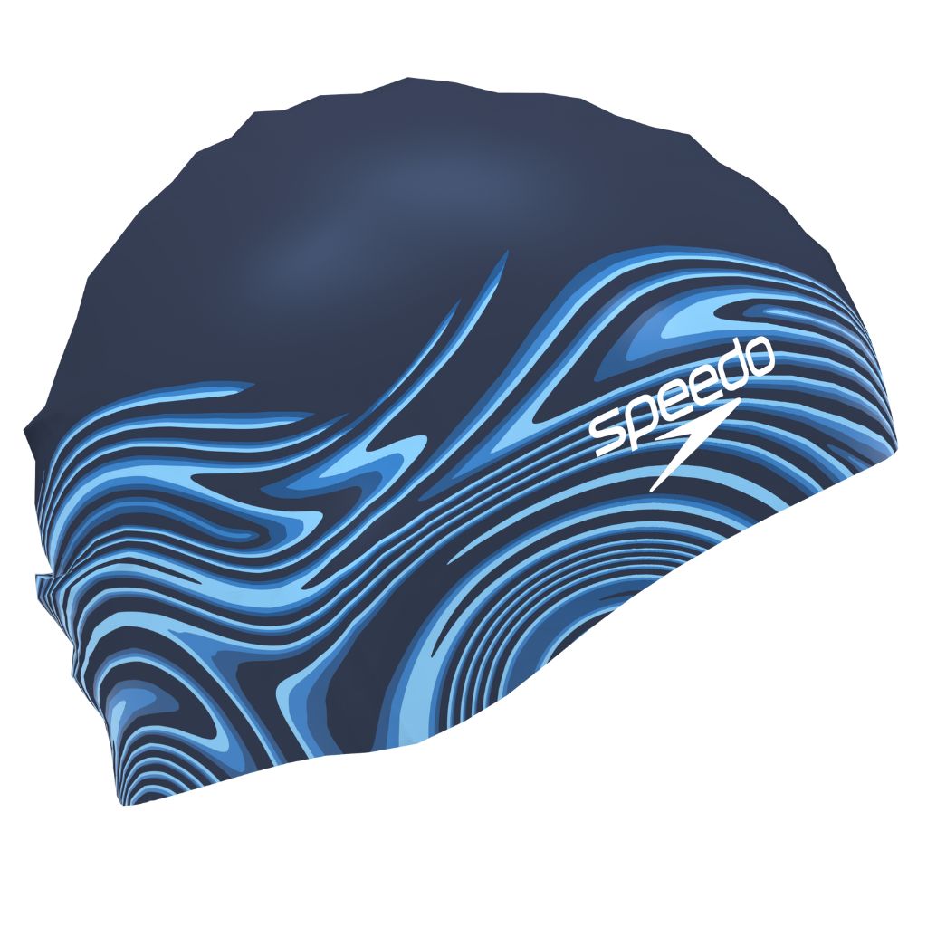 Speedo Elastomeric Printed Cap Peacoat Riptide Blur