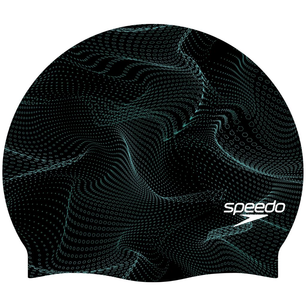 Speedo Elastomeric Printed Cap Turquoise Gem Dot Mesh