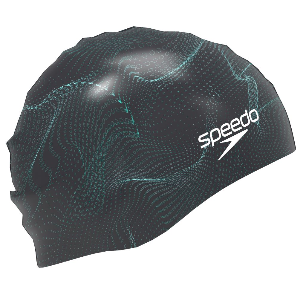 Speedo Elastomeric Printed Cap Turquoise Gem Dot Mesh