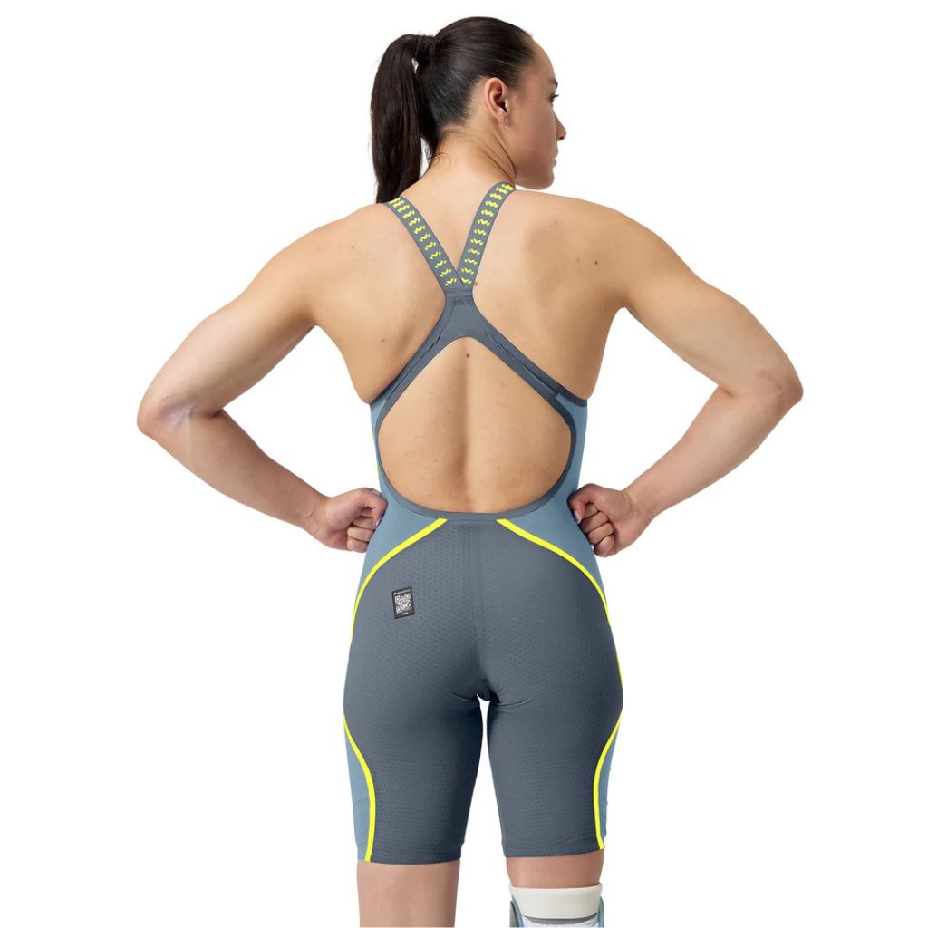 Speedo Fastskin LZR Pure Intent 2.0 Open Back Grey Lead Acadia Blue Hyper Yellow