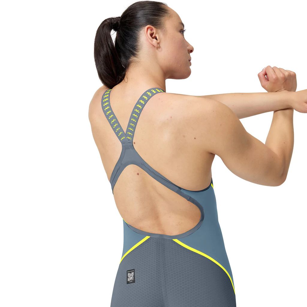 Speedo Fastskin LZR Pure Intent 2.0 Open Back Grey Lead Acadia Blue Hyper Yellow