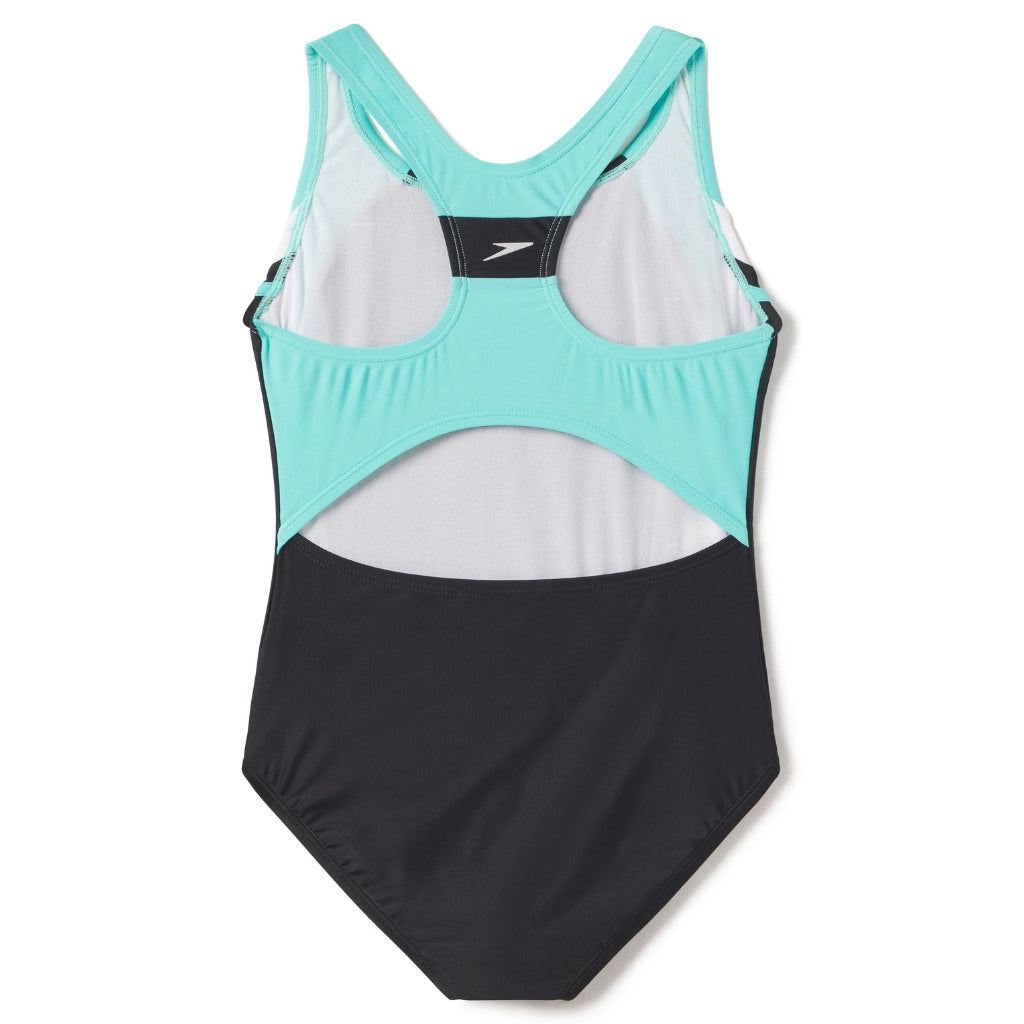 Speedo Girl&#39;s Infinity Splice - Black Aqua Blue