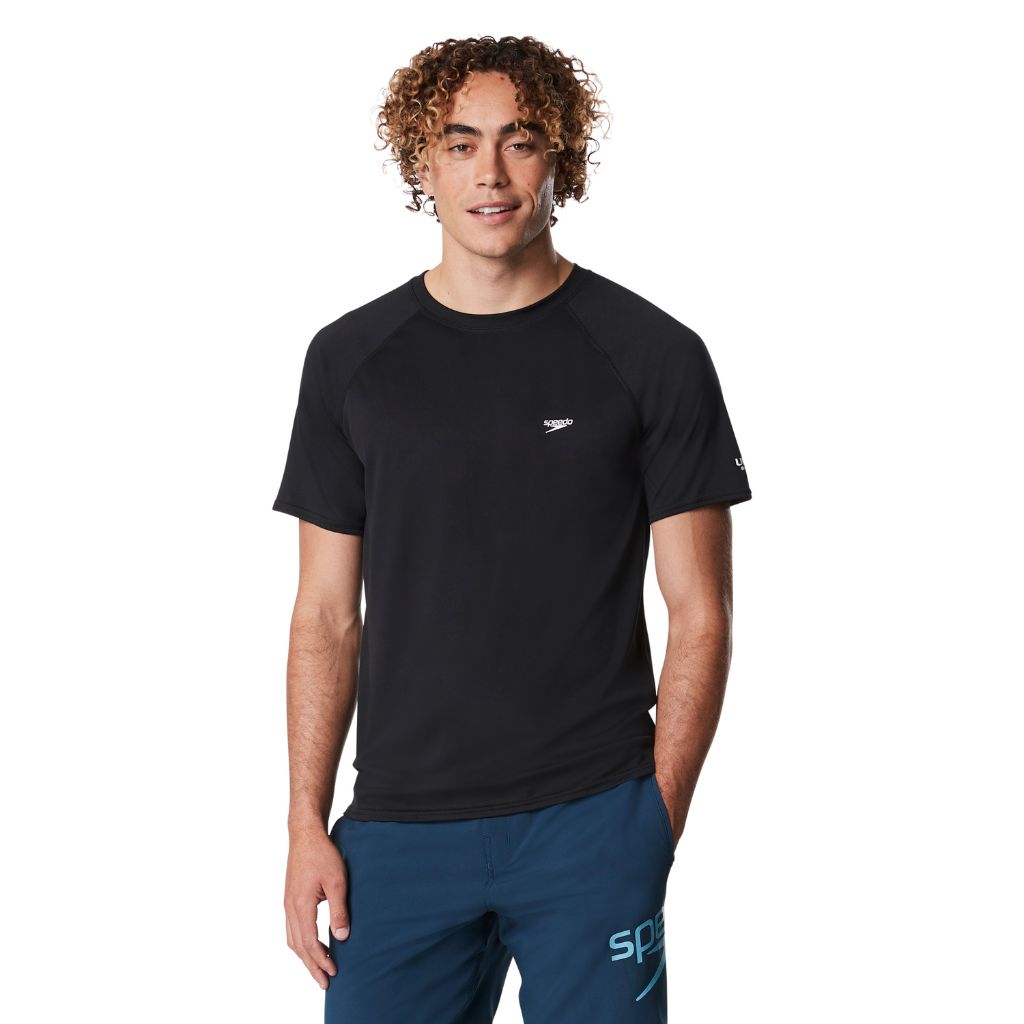 Speedo Men's Easy Short Sleeve Swim Rashguard Black