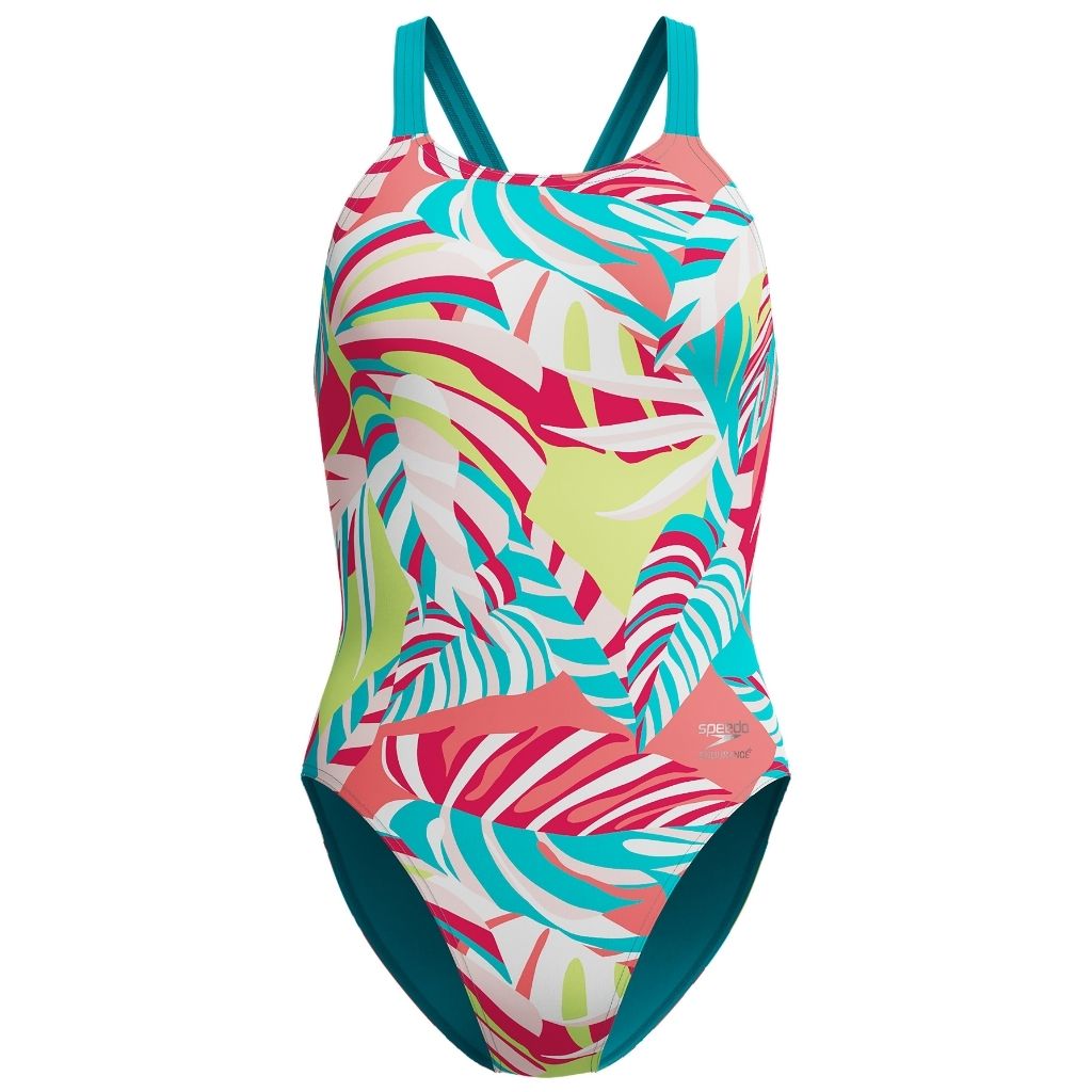 Speedo Printed Leaderback Fronds Turquoise Gem