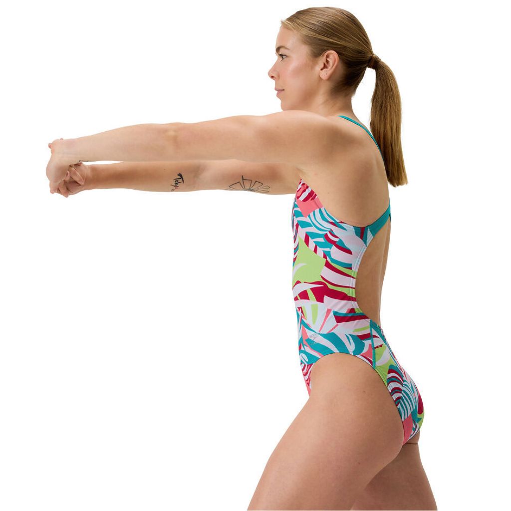 Speedo Printed Leaderback Fronds Turquoise Gem