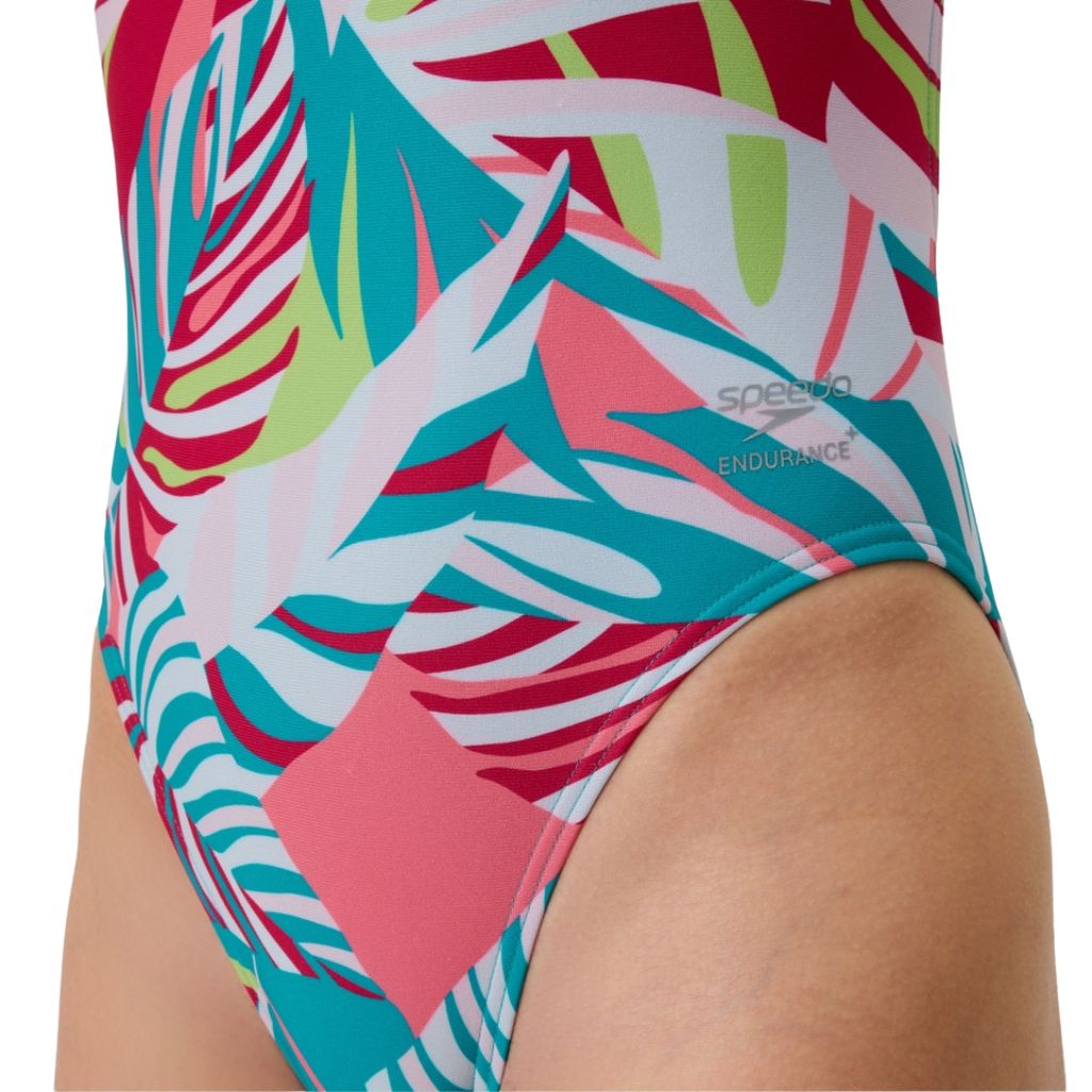 Speedo Printed Leaderback Fronds Turquoise Gem