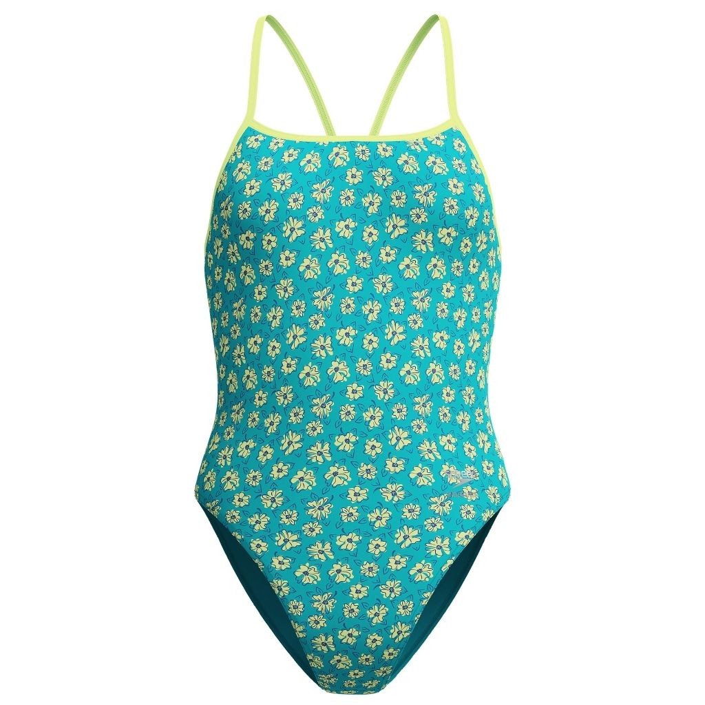 Speedo Printed Turnback Bloom Burst Turquoise Gem