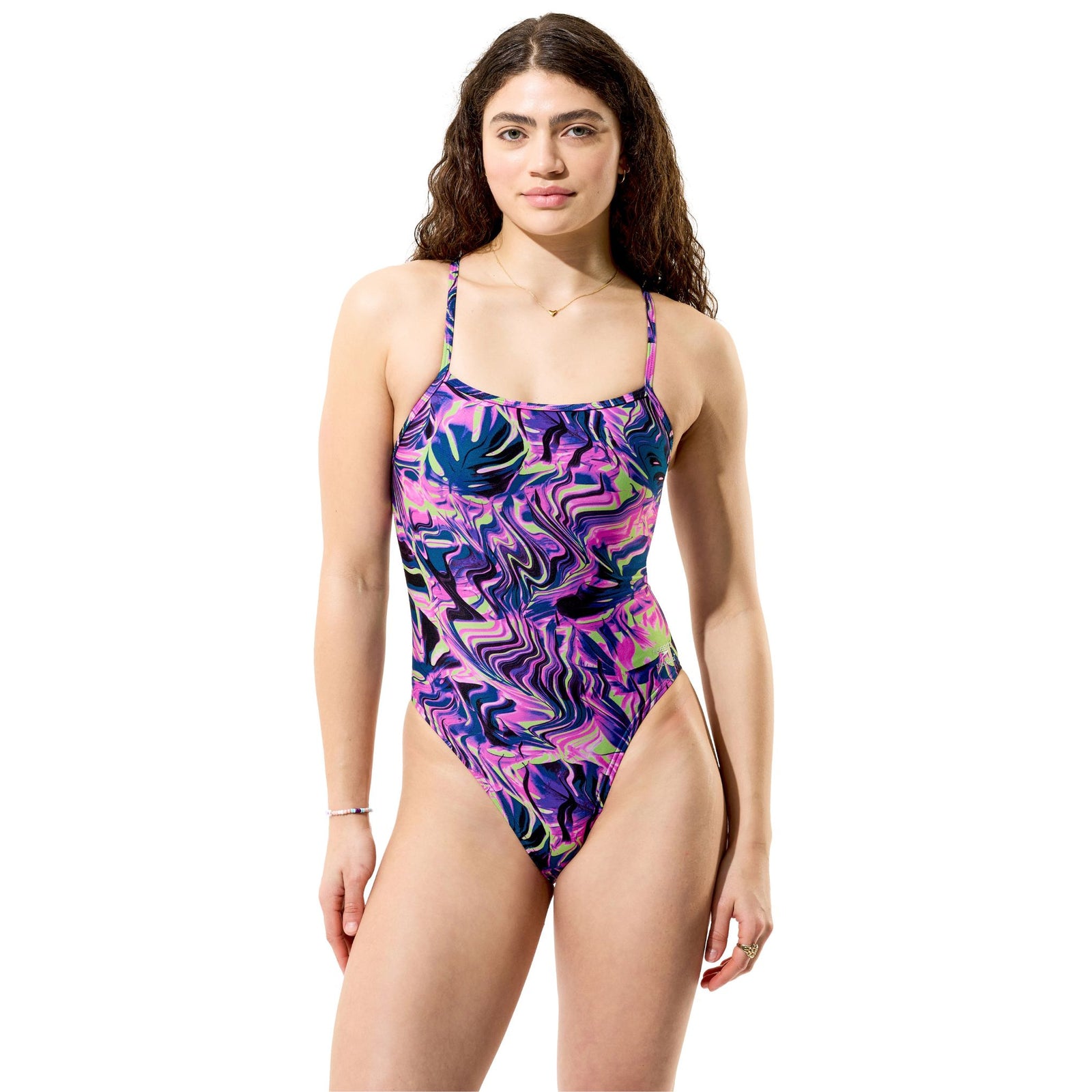 Speedo Printed Web Back Techno Jungle Orchid Shine