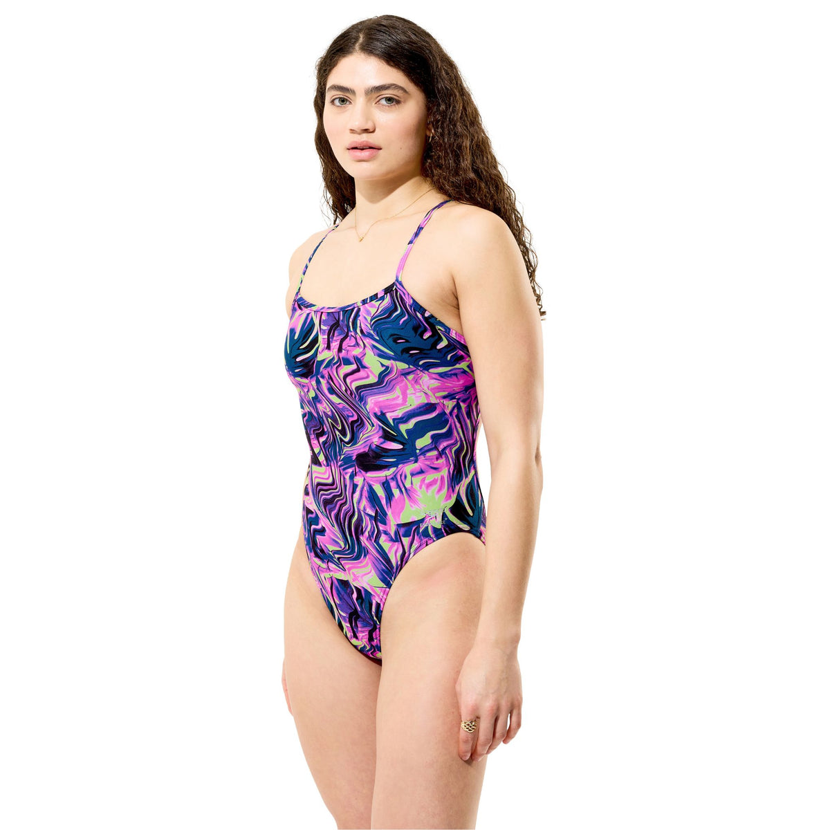 Speedo Printed Web Back Techno Jungle Orchid Shine