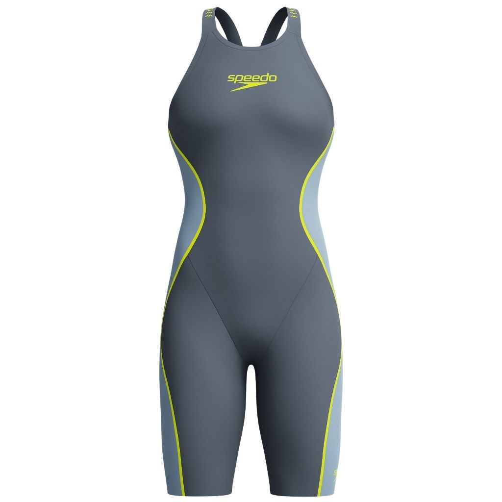 Speedo LZR Pure Intent 2.0 Closed Back Grey Lead Acadia Blue Hyper Yellow