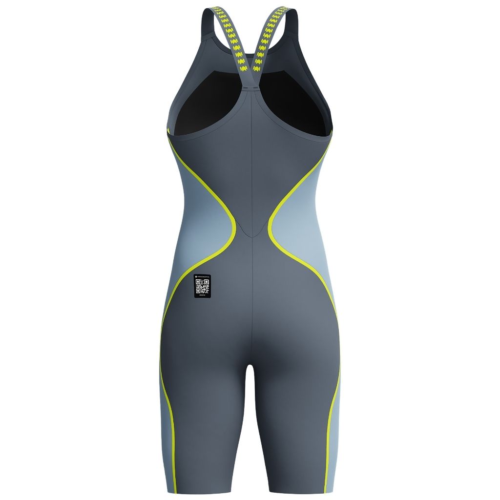 Speedo LZR Pure Intent 2.0 Closed Back Grey Lead Acadia Blue Hyper Yellow
