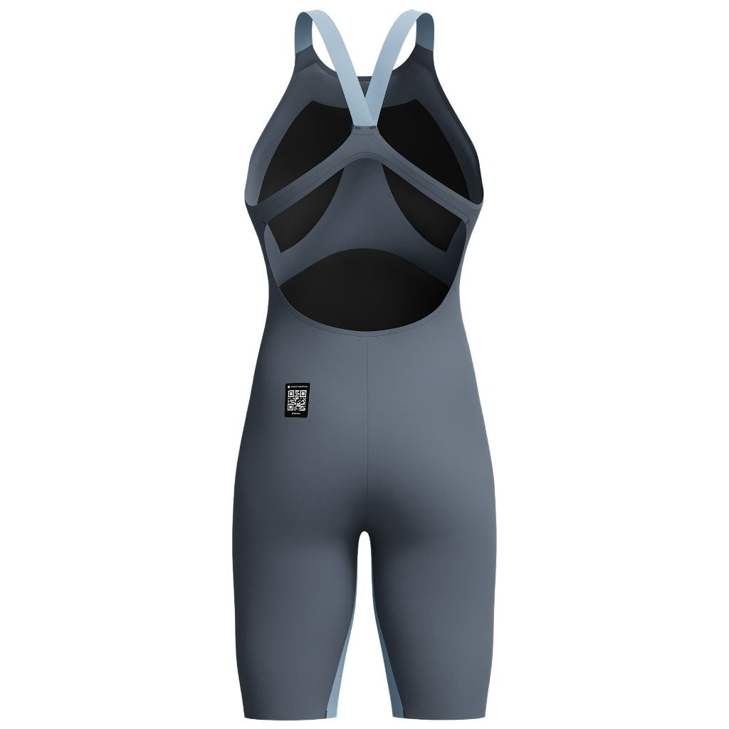 Speedo LZR Pure Valor 2.0 Open Back Grey Lead Acadia Blue