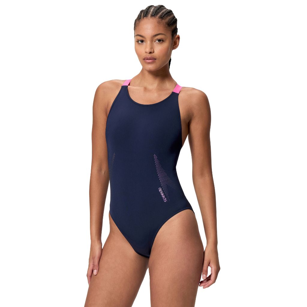 Speedo Solid Boom Leaderback Peacoat Margarita Pink