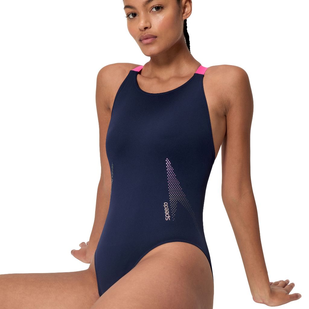 Speedo Solid Boom Leaderback Peacoat Margarita Pink