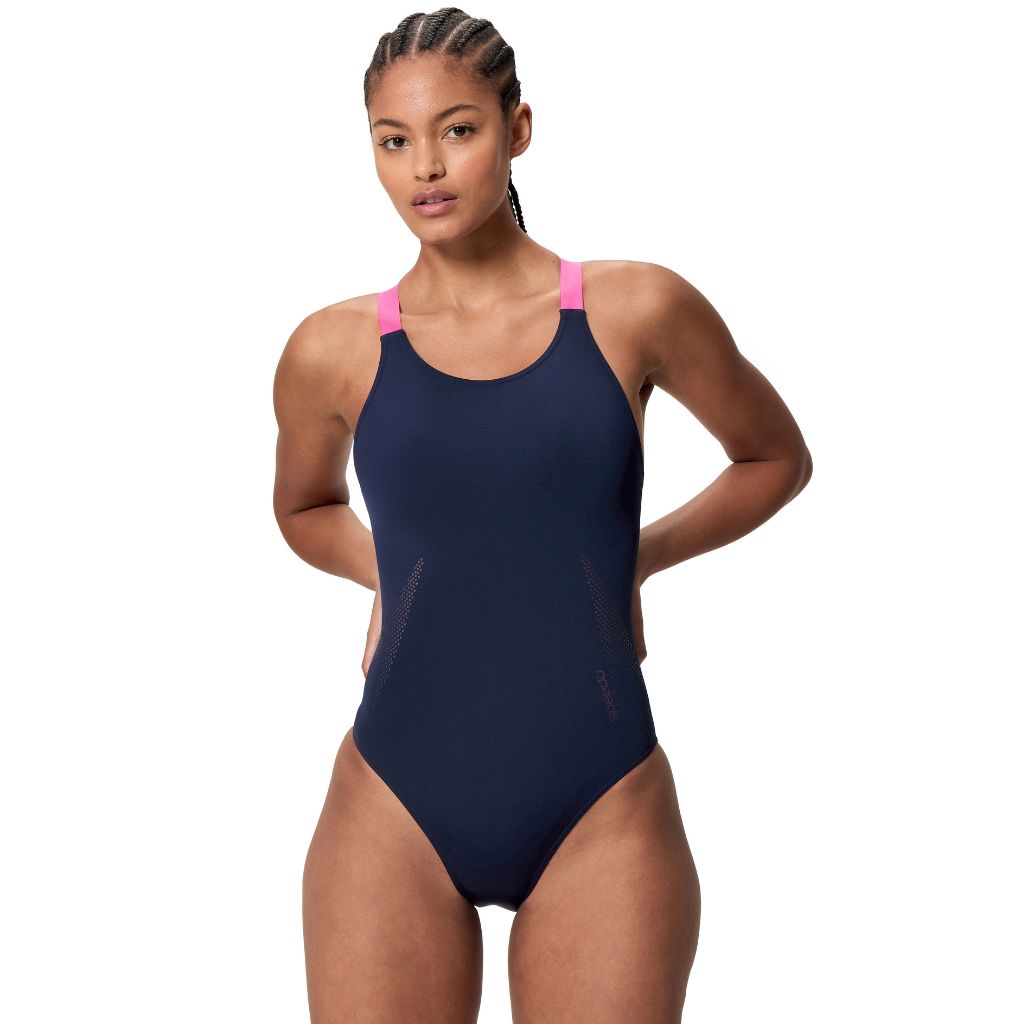 Speedo Solid Boom Leaderback Peacoat Margarita Pink