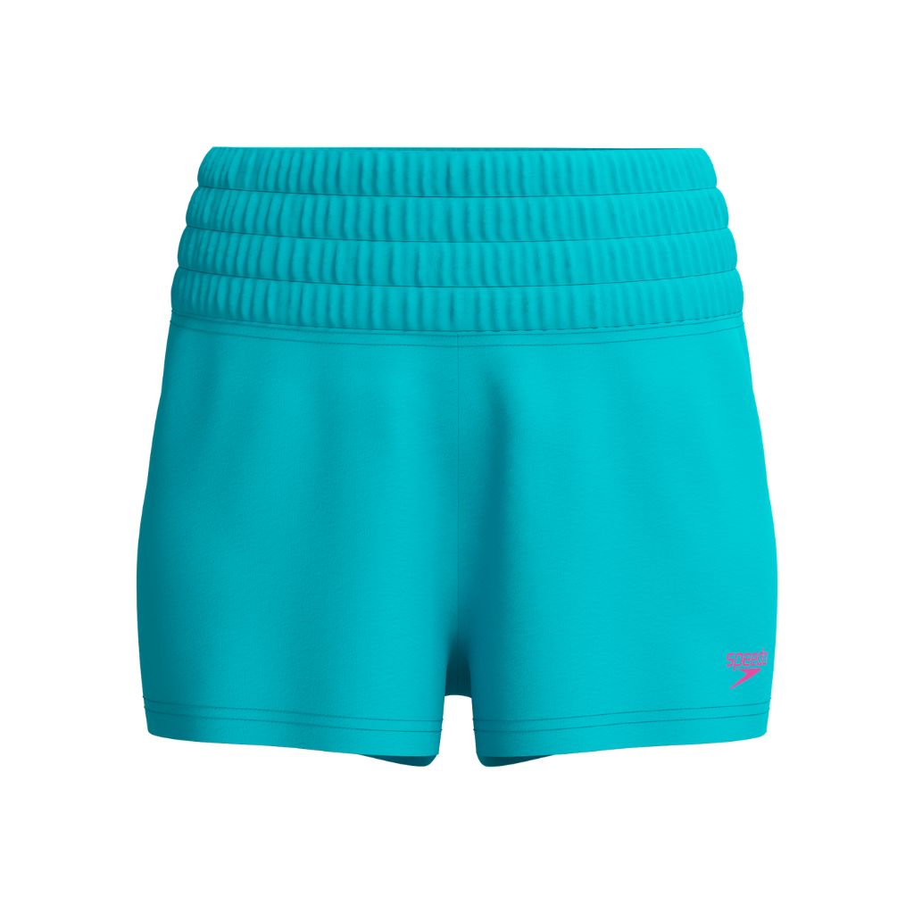 Speedo Solid Logo High Waist Short Hypersonic Blue