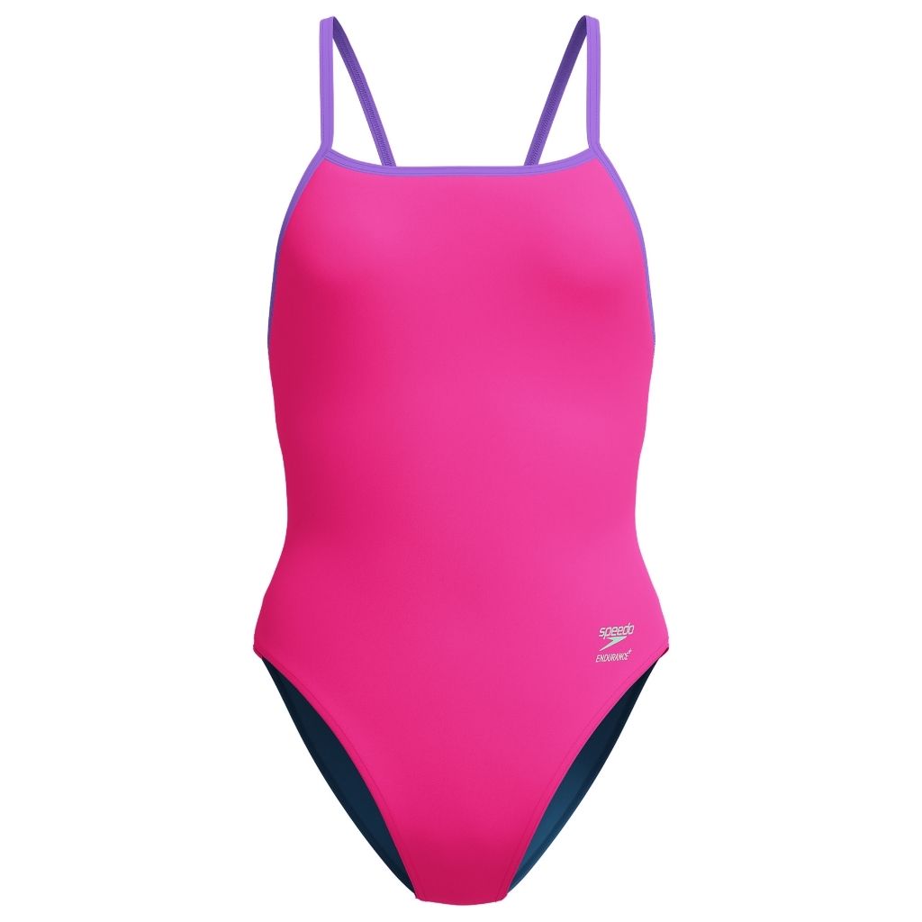 Speedo Solid Tri Back Flare Pink