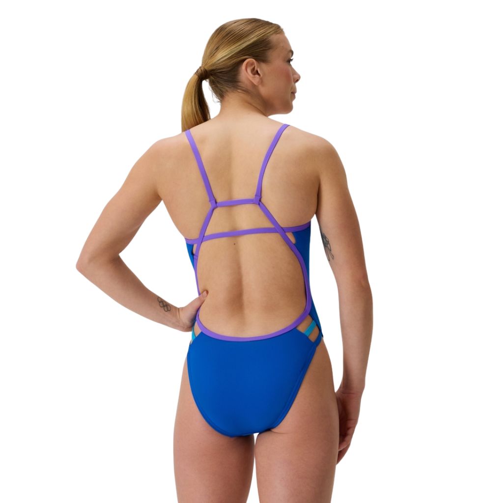 Speedo Solid Tri Back Lagoon Blue Indigo Purple