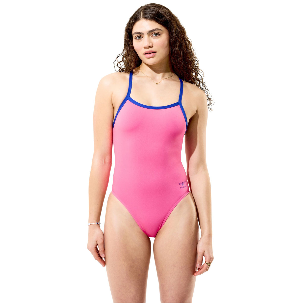 Speedo Solid Turnback Pink Blue