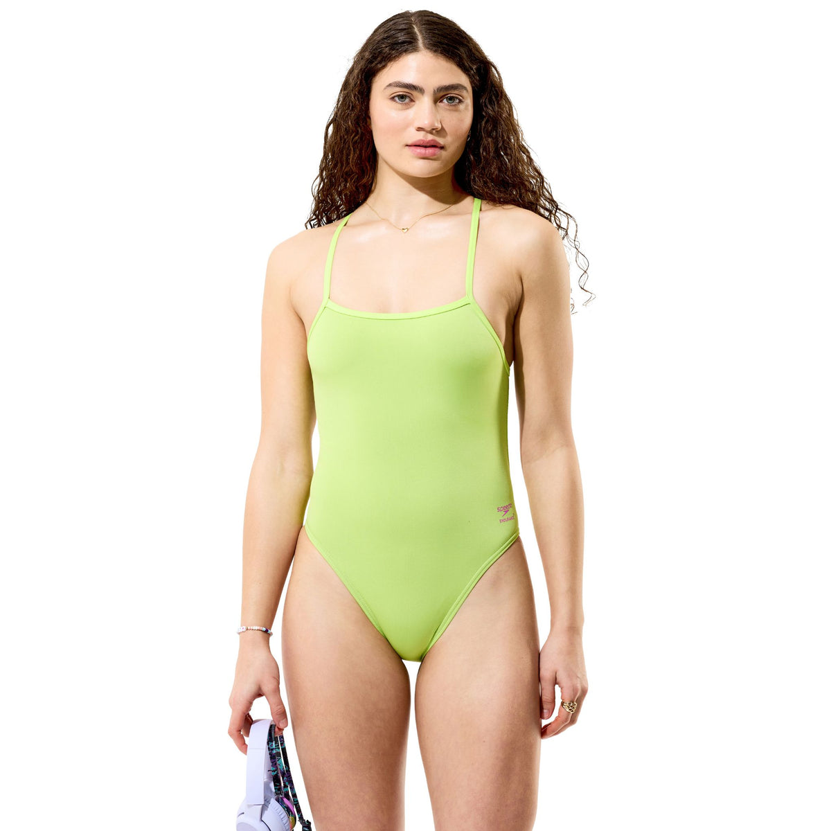 Speedo Solid V Back Citrus Green